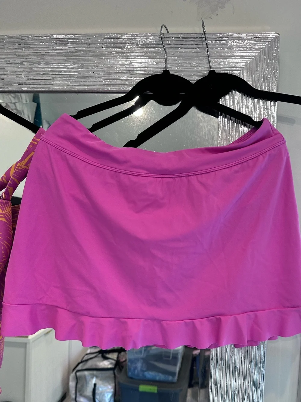 Studio park swim bundle Women’s Pink ruched tankini top and swim skirtRuffle Hem
